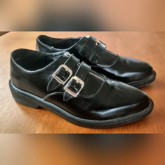 TUK Black Ankle Boots with Buckle Detail - Picture 3 of 4